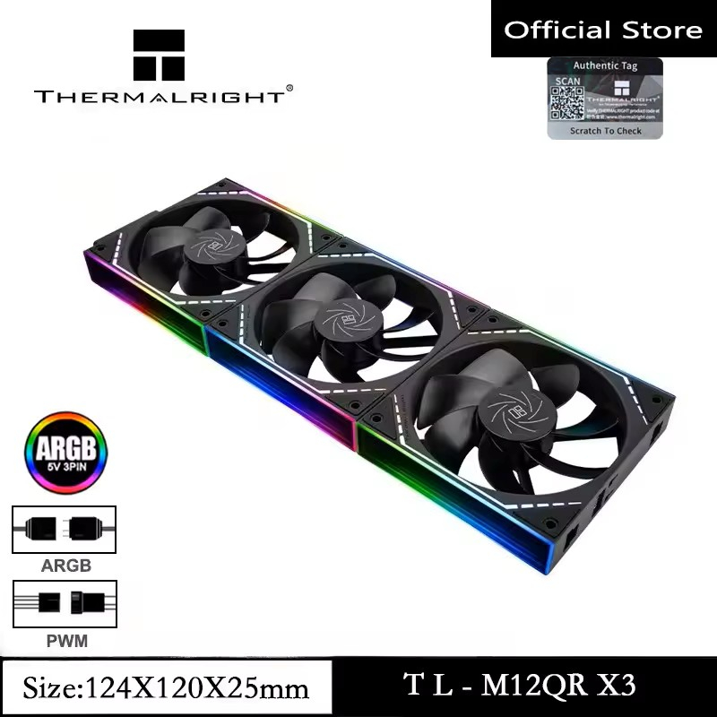Thermalright TL-M12QR X3 120 มม.ARGB พัดลมย้อนกลับพัดลม CPU ARGB Light Effect พร้อมกระจกไม่มีที่สิ้นสุดพัดลม Cooler 4pin PWM PC พัดลม