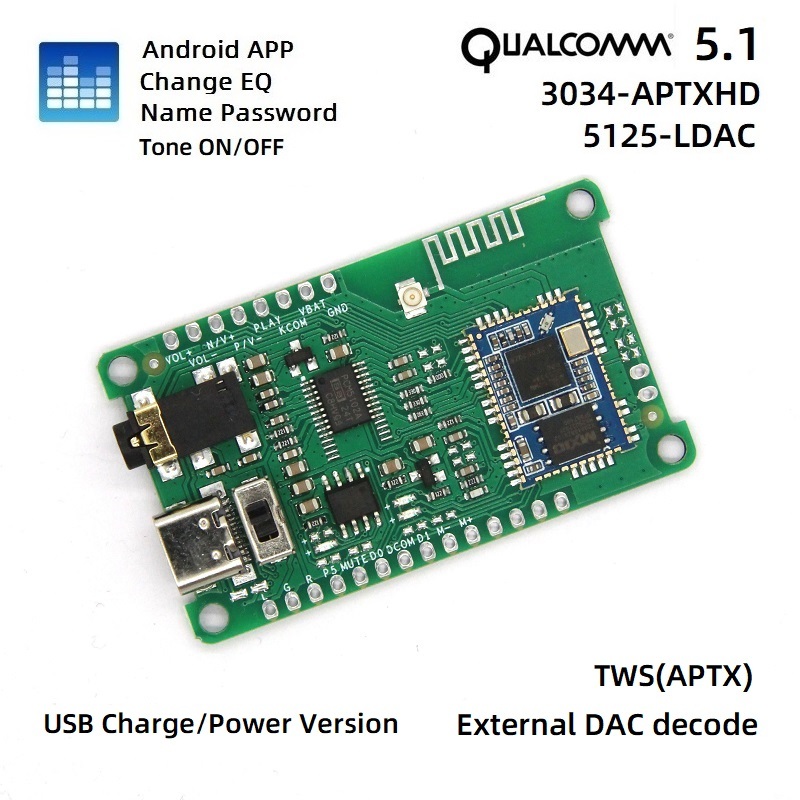 APP เปลี่ยนชื่อรหัสผ่าน EQ บลูทูธ 5.1 Qualcomm LDAC QCC5125 APTXHD QCC3034 คู่กล่อง TWS ถอดรหัส 5102