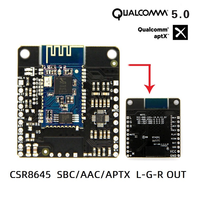 Qualcomm CSR8645 บลูทูธ 5.0 รองรับ APT-X เพลงแบบไม่สูญเสียบอร์ดรับสัญญาณไฮไฟเสียงในรถยนต์บลูทูธ