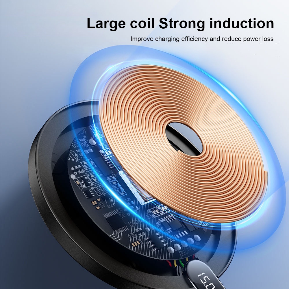 HOCO CW62 Wireless Charger รองรับสําหรับหูฟังและโทรศัพท์ สาย LED 1.2 ม. 15W - รูปที่ 2