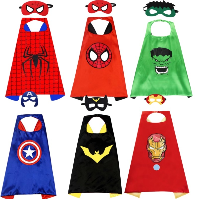 Avenger Masquerade Mask Cape Cloak Anime Spider Man Batman Cloak Action Figure Marvel ของเล่นคอสเพลย์เด็ก Xmas Party ของขวัญ