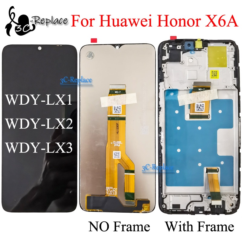 สีดํา 6.56 นิ้วสําหรับ Huawei Honor X6A WDY-LX1 WDY-LX2 WDY-LX3 หน้าจอ LCD Touch Digitizer Assembly/