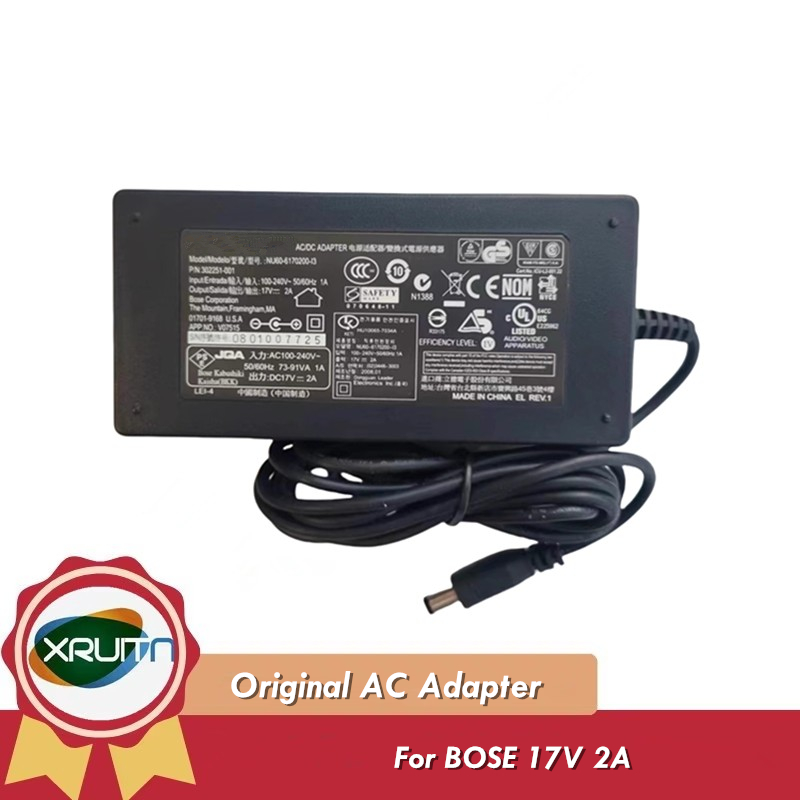 ของแท้ NU60-6170200-อะแดปเตอร์ I3 AC/DC P/N 302251-001 17V 2A 34W สําหรับ Bose Music Monitor M2 M3 พ