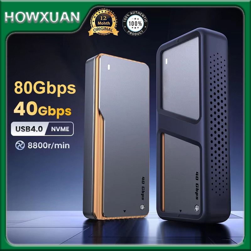 Howxuan By UGREEN 80Gbps 40Gbps M.2 NVMe Enclosureพร้อมพัดลมระบายความร้อนAnti-Drop SSD Enclosure USB