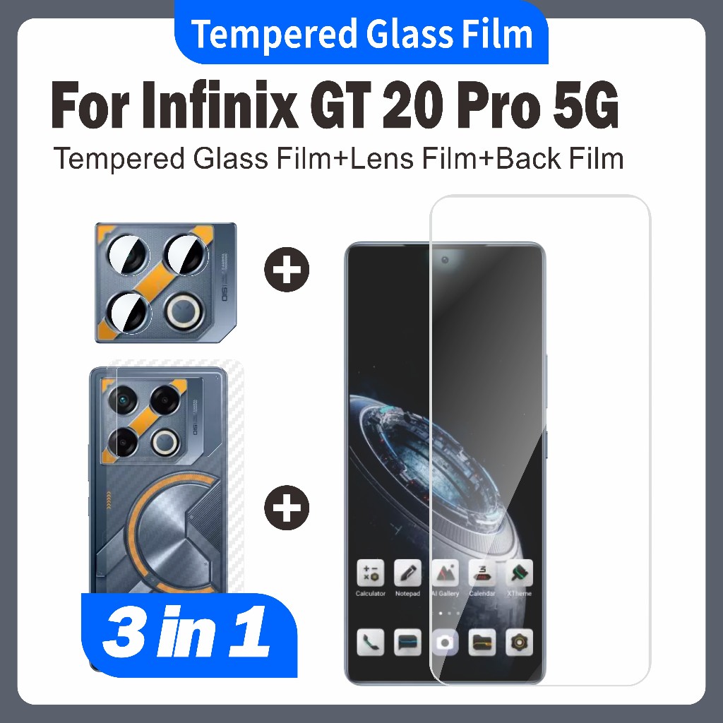 (3 In 1) กระจกนิรภัยสําหรับ Infinix GT 20 Pro 5G ป้องกันหน้าจอ Clear Privacy Matte เซรามิคฟิล์ม + ฟิล์มเลนส์กล้อง + คาร์บอนไฟเบอร์กลับฟิล์มไม่มีหนู