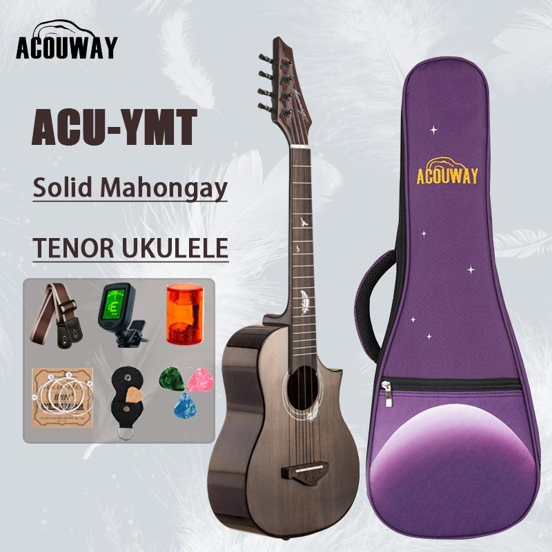 D'ADDARIO ACOUWAY 26 นิ้ว Cutaway Ukulele Tenor Ukelele 2A Solid Mahogany Top Glossy Finish DAddario