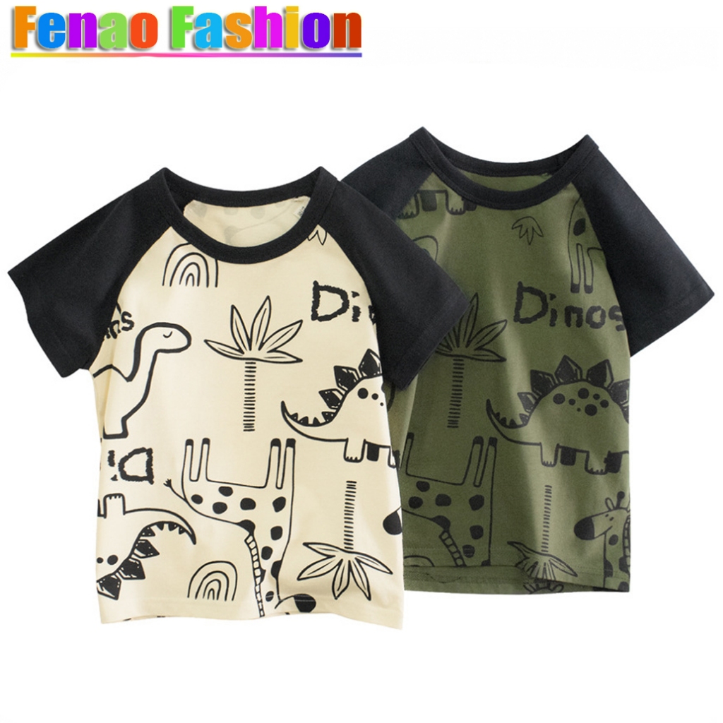 ชาย T เสื้อไดโนเสาร์เด็ก Tshirt เด็กเสื้อเด็กแขนสั้น Raglan เสื้อผ้าแฟชั่นฤดูร้อนผ้าฝ้าย Tees