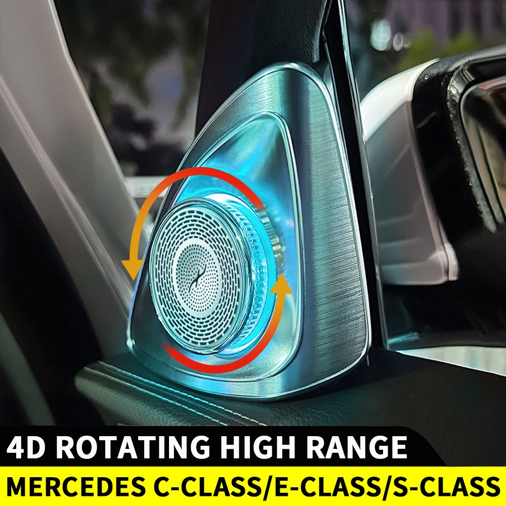 เหมาะสําหรับ Mercedes-Benz High-Posion ไฟลําโพง 64 สี Ambient ไฟตกแต่งรถ, เหมาะสําหรับ C-Class/GLC/W205/X253 E-Class/W213 S-Class/W222/W223