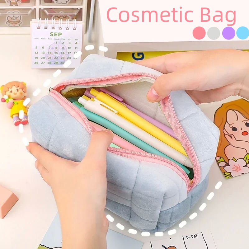 กระเป๋าเครื่องสําอาง พับเก็บได้ กระเป๋าสีหวาน น่ารัก สไตล์เกาหลี Cosmetic bag