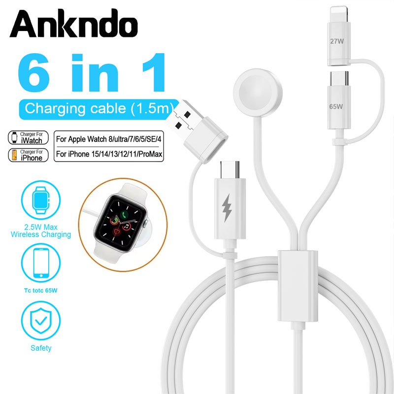 Ankndo 6 In 1 Magnetic Watch Wireless Charger สําหรับ A/pple Watch Series I (นาฬิกา) 8 7 6 5 SE 4 Fa