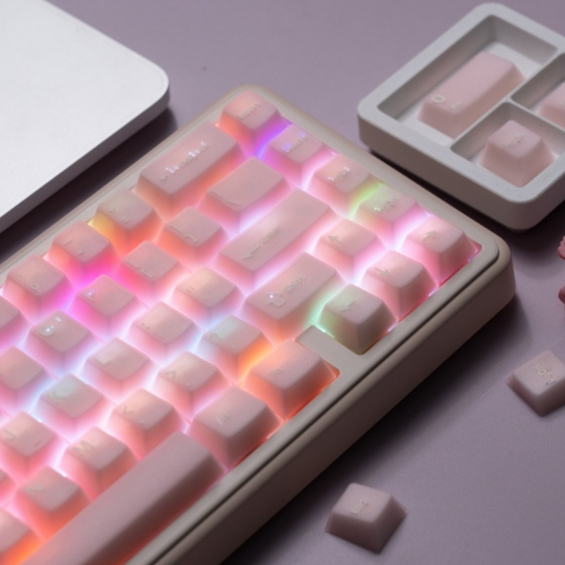 121 คีย์หยกสีชมพู Double Shot PBT Keycaps สําหรับ Cherry Gateron MX Switches คีย์บอร์ดเกมกล