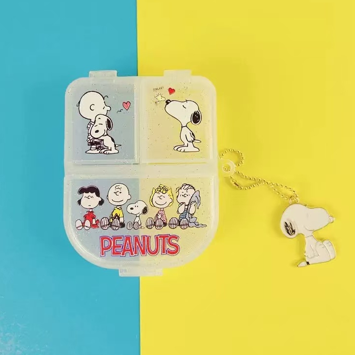 ❤️กล่องใส่ยา❤️สนูปปี้ 7 วันช่องแบบพกพาที่ถอดออกได้มินิวัสดุ หน้า เครื่องประดับยาเคี้ยวหมากฝรั่งกล่องเก็บ