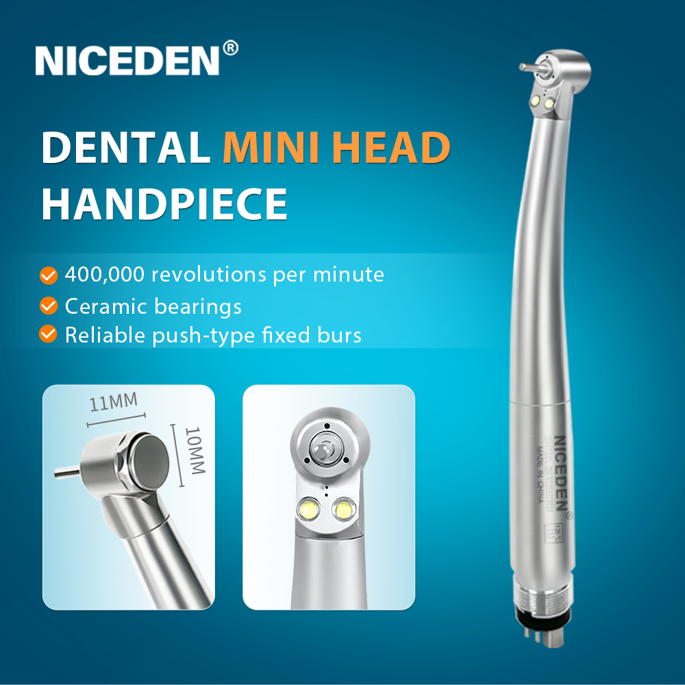 NICEDEN ทันตกรรมหัวเล็กความเร็วสูง Double LED Mini Head สําหรับทันตกรรม Lab เด็กมือชิ้นปุ่มกด