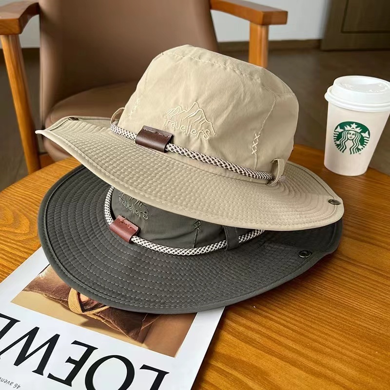 Halo studio พร้อมส่ง🔥หมวกเดินป่า ตั้งแคมป์ ปีนเขา กลางแจ้ง พร้อมร่มกันแดดปีกกว้าง หมวกชาวประมง