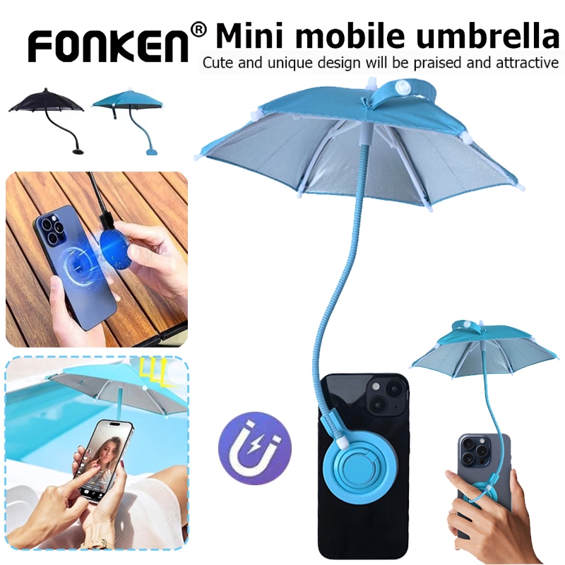 Fonken Mini Phone ร่มปรับ Telescopic Magnetic Phone Bracket Anti-Glare Sun Shade Cover สําหรับป้องกั