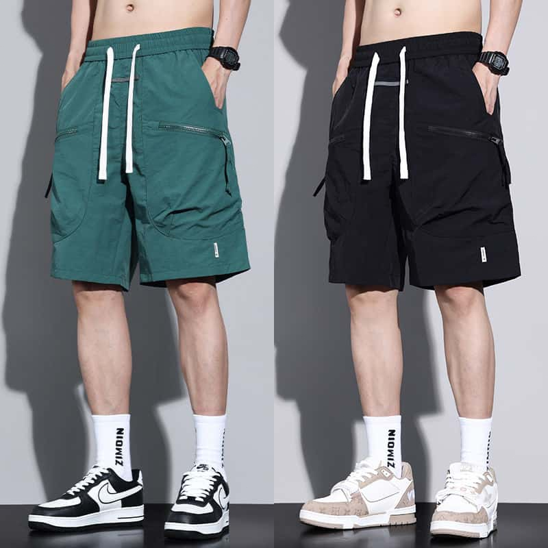 กางเกงขาสั้นผู้ชาย เอวยางยืด  สีพื้น ทรงหลวม ใส่สบาย