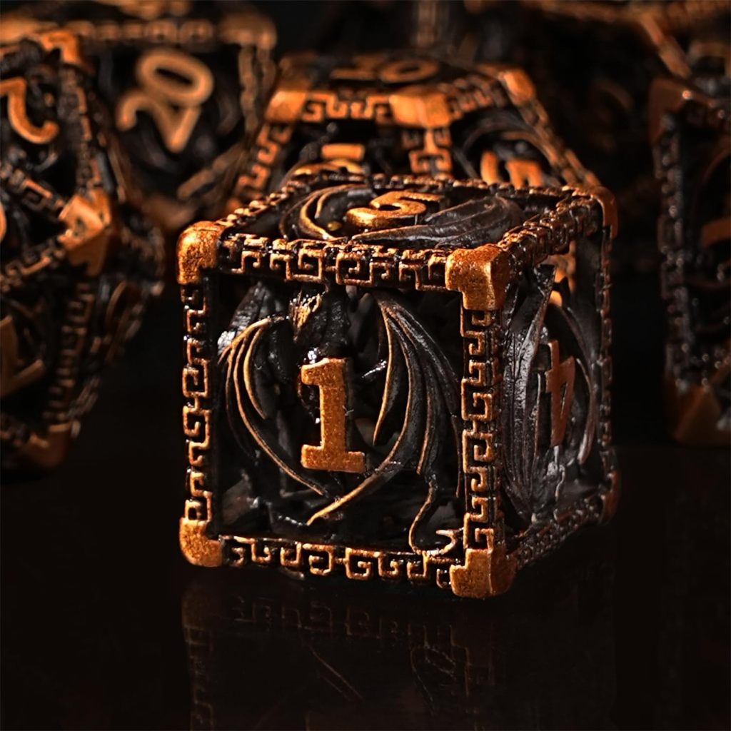 Dragon Cthulhu Metal D&D Dice Set - ลูกเต๋า Polyhedral ขนาด 7 ชิ้นสําหรับ Dungeons และ Dragon, Warha