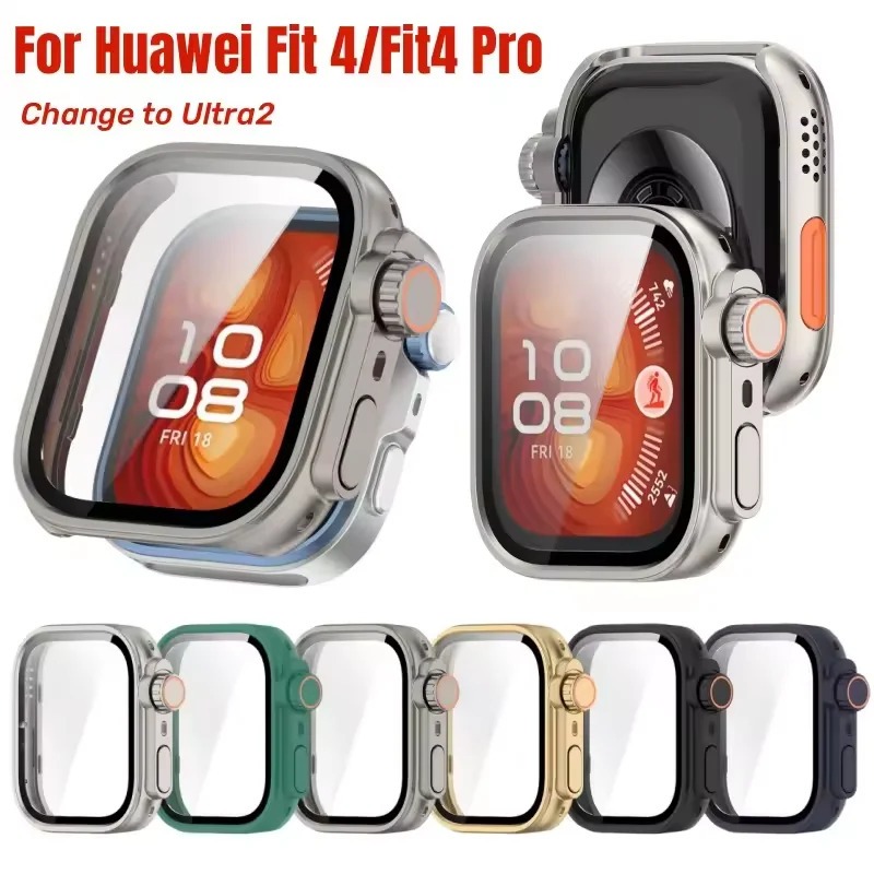 ตัวป้องกันหน้าจอ + เคสกระจกนิรภัยสําหรับเคส Huawei Watch Fit 3 สําหรับเคส hauwei ift 4 สําหรับเคส ha