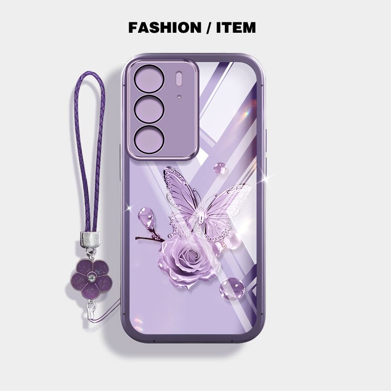 YBD INS เคสโทรศัพท์สําหรับ OPPO A3 Pro Reno 12 Pro 5G Love Rose Butterfly Fresh Casing