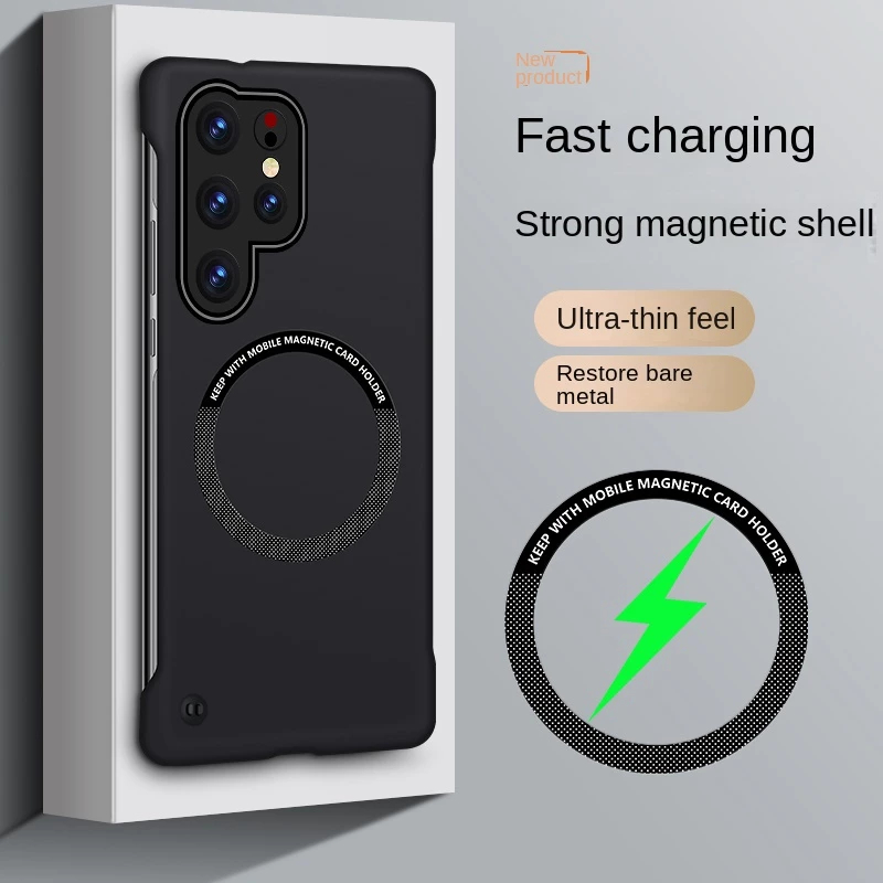 หรูหรา-Thin-Slim-Hard-PC-Frameless-Magnetic-Wireless-Charging-Case-สําหรับ-Samsung-Galaxy-S25-S24Ultra-Plus-S23-S22-S20-S20-Note20-FE-Matte-Skin-Feeling-Cover
