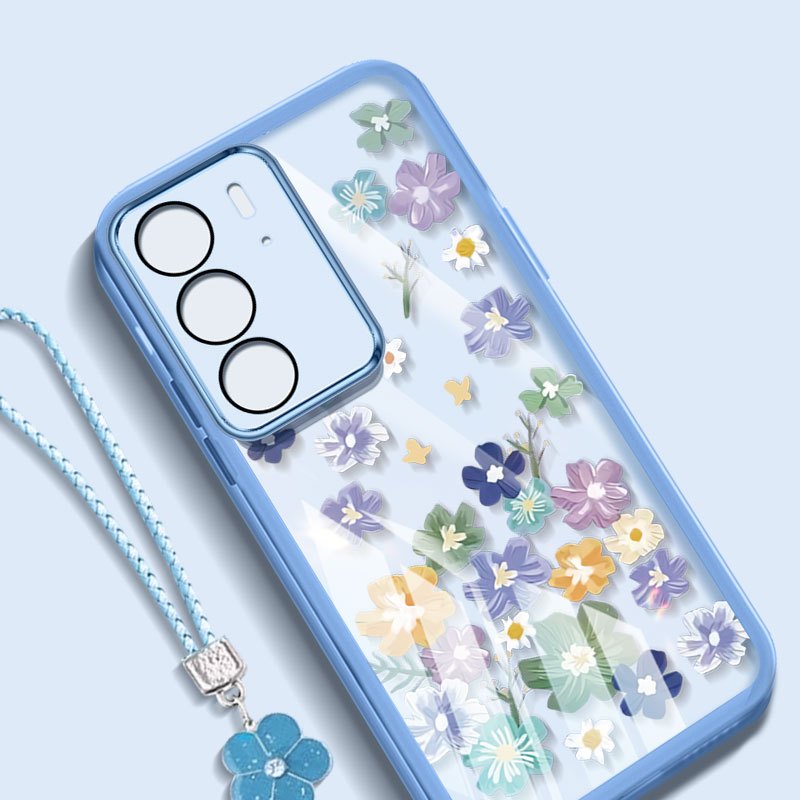 YBD INS เคสโทรศัพท์สําหรับ OPPO A3X 5G 4G A3 NFC A40 A40M A60 5G Blues ดอกไม้ที่มีสีสันบุคลิกภาพ She