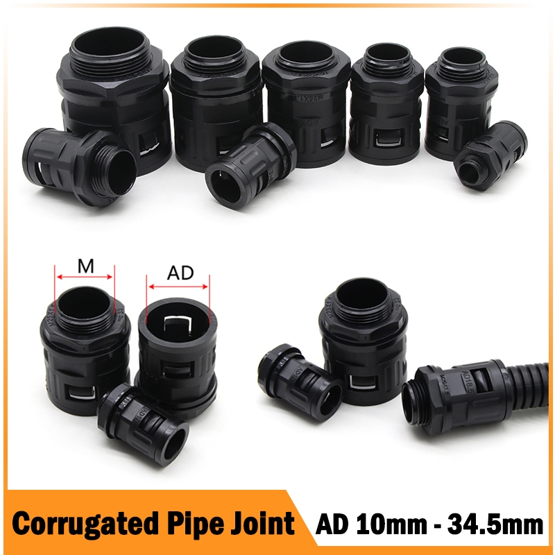 ไนลอน Joint End อุปกรณ์ท่อ AD10 AD13 AD15.8 AD18.5 AD21.2 AD25 AD28.5 AD34.5 พลาสติก Bellows PP ลูกฟ