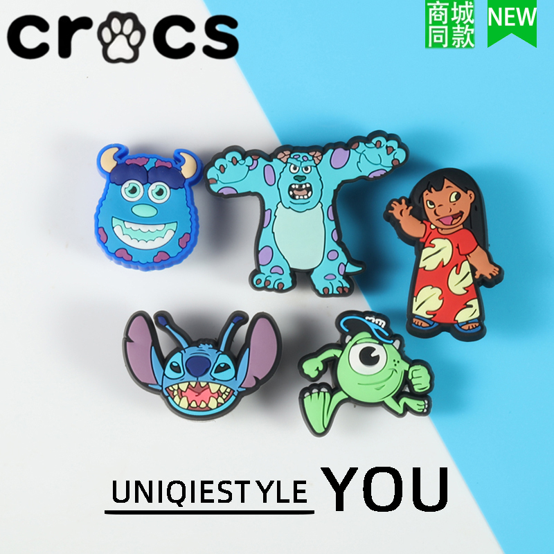 รูปแบบใหม่ ดอกไม้ charms พื้นผิวพรีเมี่ยม Monster University Stitch Zhibixing อุปกรณ์เสริมรองเท้าที่ถอดออกได้