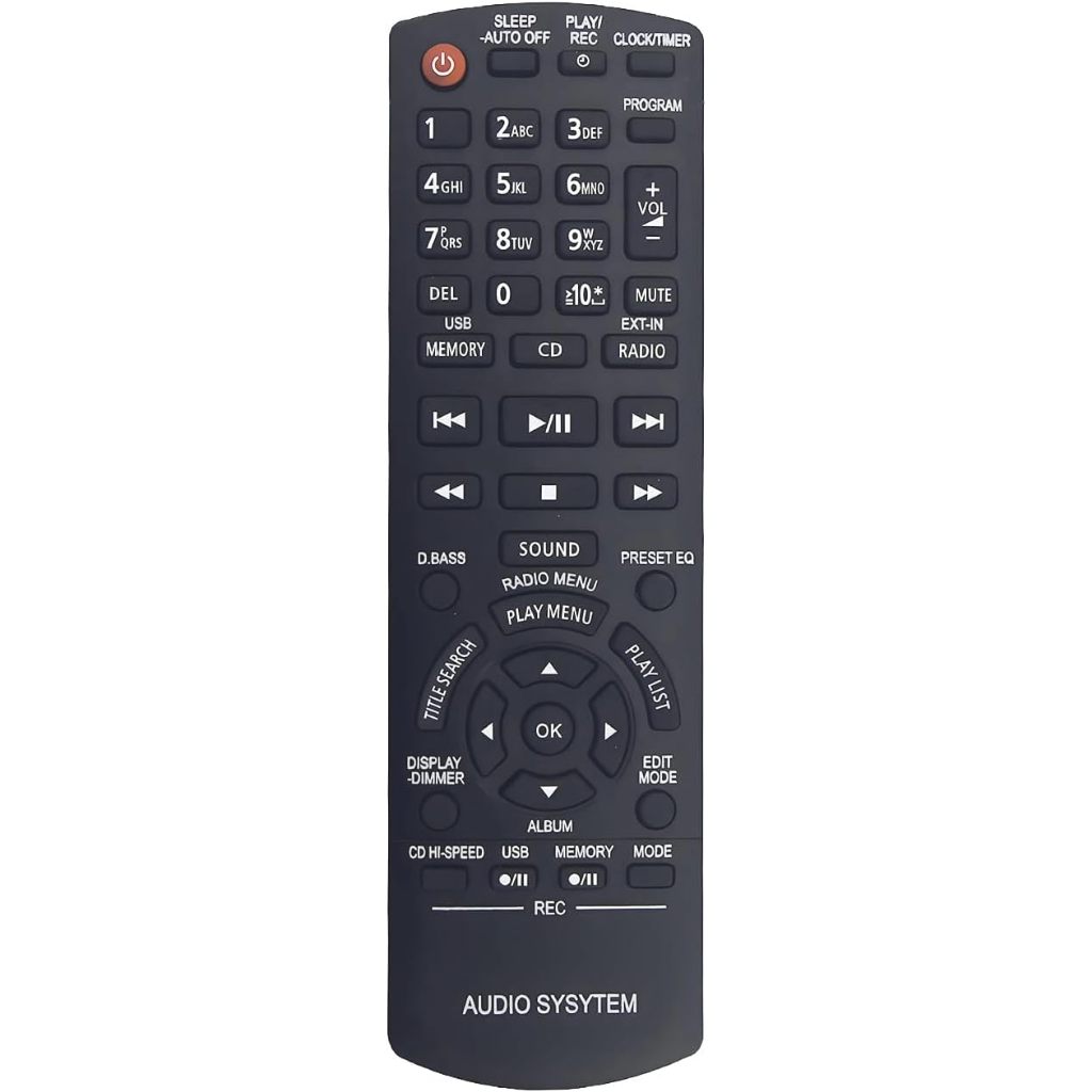 N2QAYB000637 รีโมททดแทนสําหรับระบบสเตอริโอ Panasonic SA-AKX32PH-K SA-AKX32PN-K SA-AKX72PN-K SA-AKX32