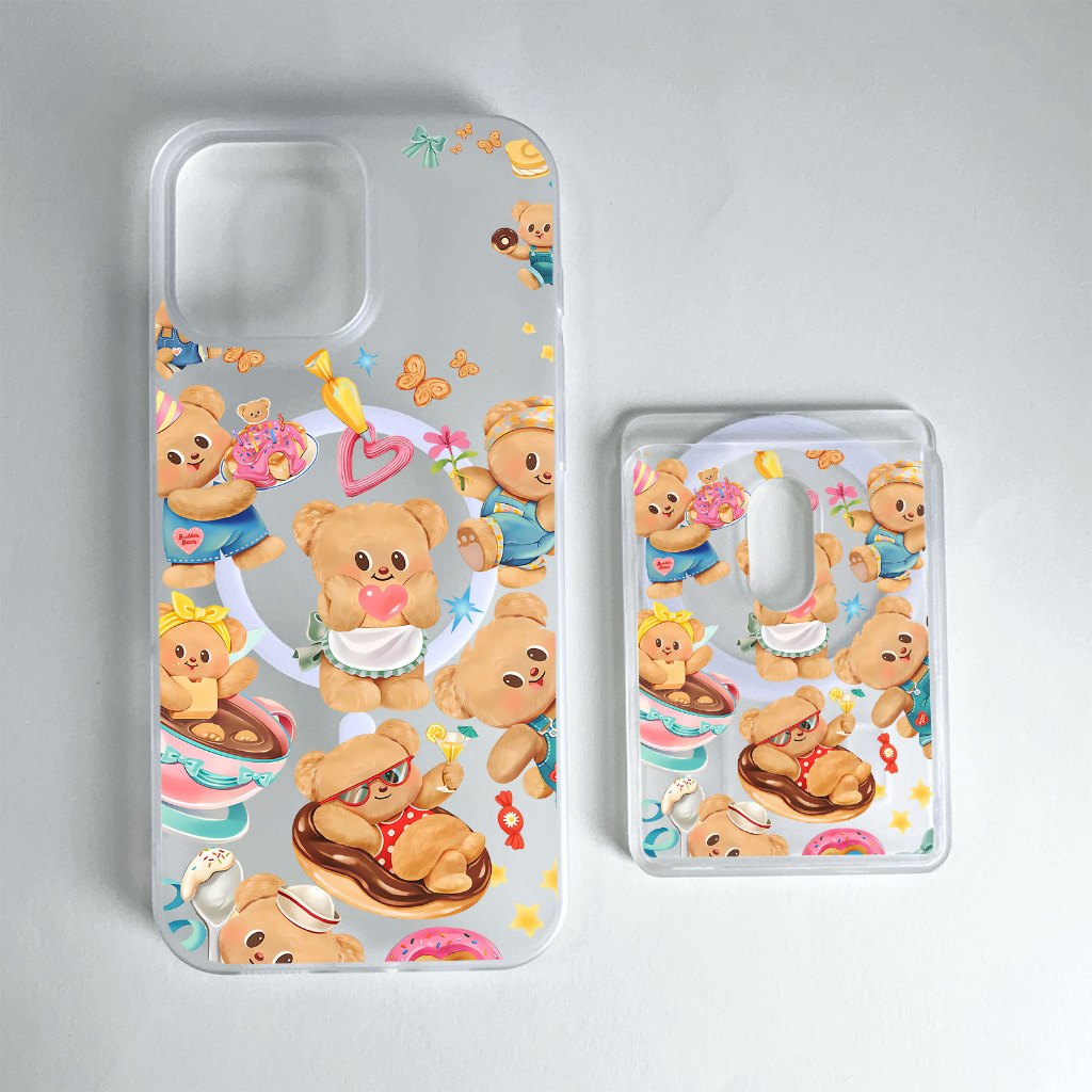 สไตล์หมีขนมหวาน multicolor ผู้ถือบัตรป้องกันกรณีสําหรับ iPhone 11promax 12 13pro15pro 15promax 14 14