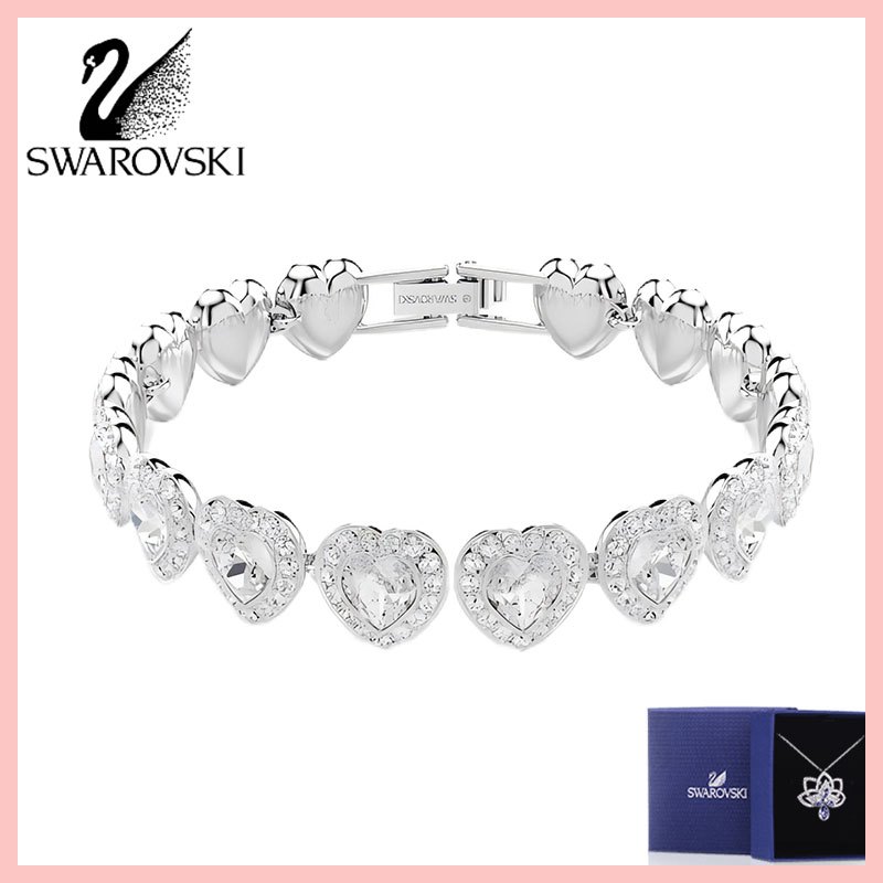 Swarovski(พร้อมกล่อง)เครื่องประดับคริสตัลสุภาพสตรีทันสมัยและเรียบง่ายคลาสสิก Ariana Grande x สร้อยข้อมือเทนนิส สีขาว