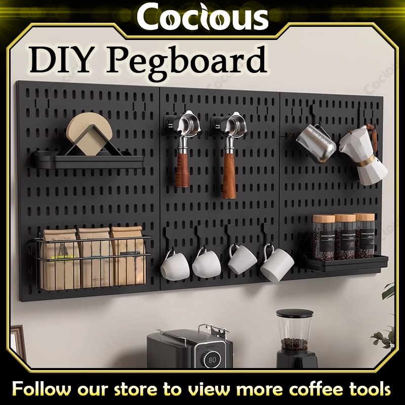 GooBoo DIY Pegboard ชั้นวางของติดผนัง Pegboard Kit Hole Board สําหรับ Wall Home Decor แขวนชั้นวางของตกแต่ง
