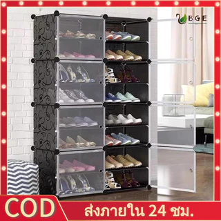 COD*ชั้นวางรองเท้า (ต่อแนวตั้ง) ❀1 แถว 4 ชั้น❀ มีประตูเปิด-ปิดและเก็บของได้ พร้อมความจุขนาดใหญ่ พร้อมกล่องเก็บ ประหยัดพื้นที่ กันฝุ่นและกันน้ํา