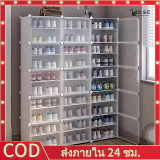 【COD】ปลาค็อดตู้รองเท้าชั้นวางรองเท้าพลาสติกกันฝุ่นคู่ความจุกล่องวางซ้อนกันได้รองเท้าออแกไนเซอร์ ติดตั้งง่ายสไตล์ไดเวอร์และลดราคา ทําความสะ