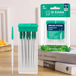 Interdental Brush Mint Brush Picks แปรงทายางแบบพกพา การดูแลเหงือก สุขอนามัยทางทันตกรรม หยิบทําความสะอาดฟัน Berus แบบใช้แล้วทิ้ง