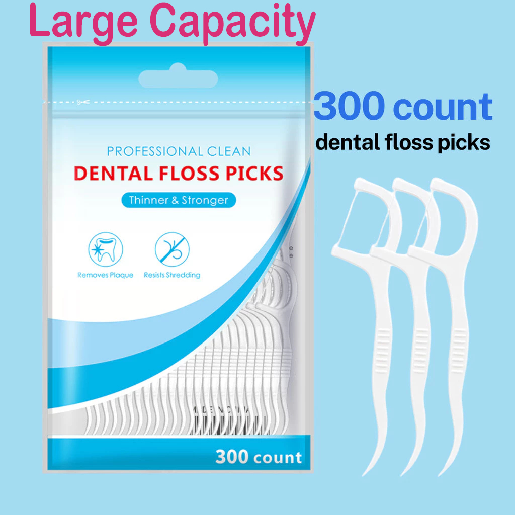300บัญชีทันตกรรม FlossPick ทําความสะอาดฟัน Flos gigi Pencunkil gigi pembersih gigi แปรงซอกฟัน 牙线棒