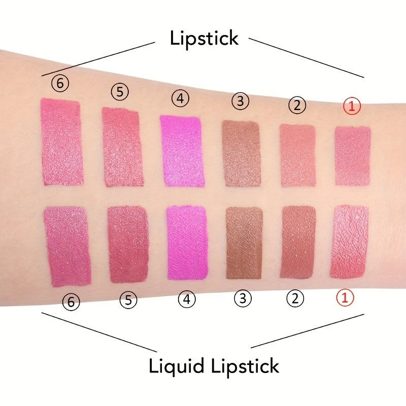 2-in-1 Lipstick & Lip Gloss - Long-Lasting Smudge-Proof Liquid Lipstick with Shimmering Pink Finish, Volumizing Formula for All Light Beige Type, Multi-Use for Lips, Cheeks, - รูปที่ 4