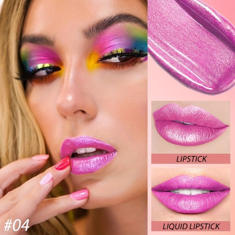 2-in-1 Lipstick & Lip Gloss - Long-Lasting Smudge-Proof Liquid Lipstick with Shimmering Pink Finish, Volumizing Formula for All Light Beige Type, Multi-Use for Lips, Cheeks, - รูปที่ 3