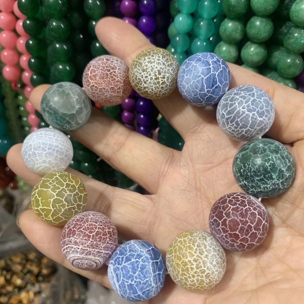ใหม่รูปแบบเกล็ดมังกรวิญญาณหิมะเจ็ดสีอาเกตสร้อยข้อมือน้ําแข็งเหมืองเก่าหยกสร้อยข้อมือ