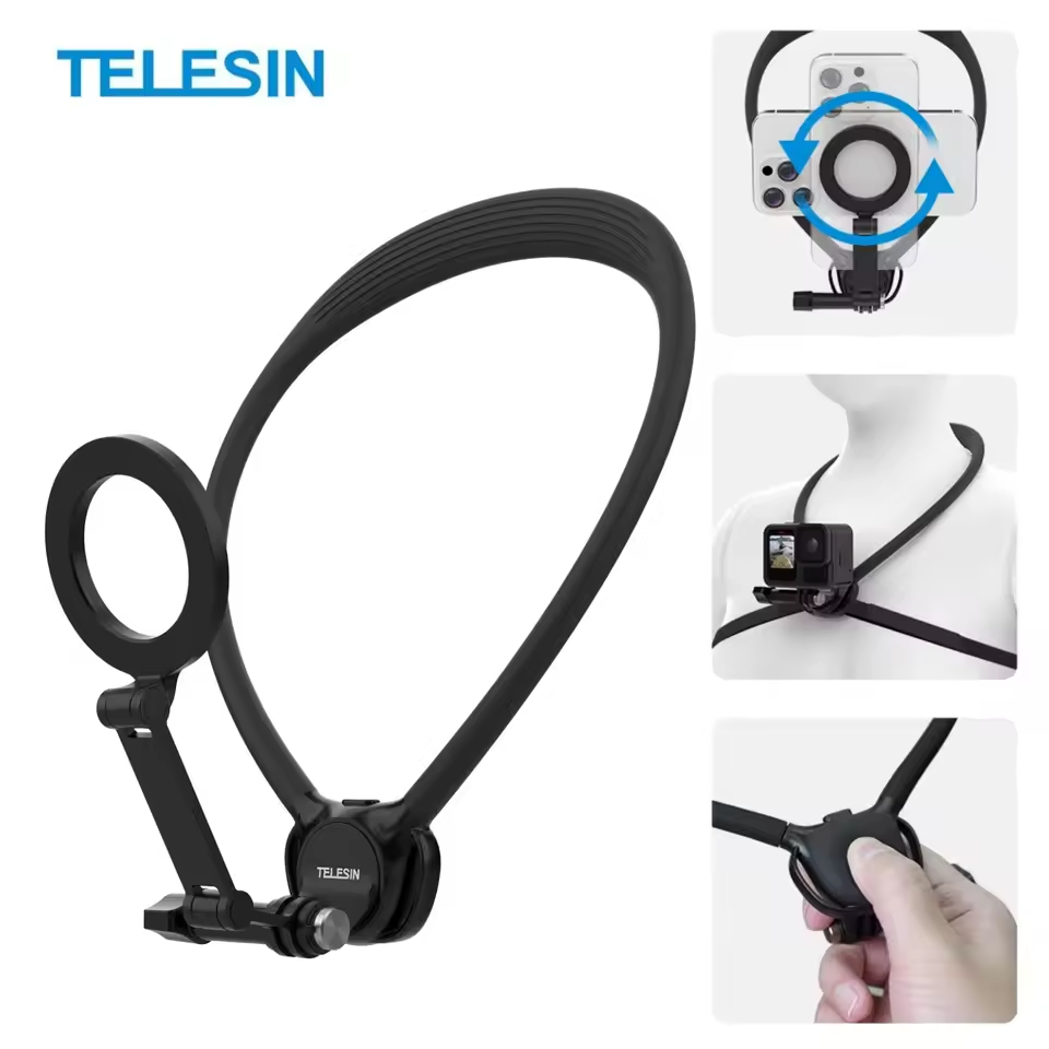 Telesin SE2.0 2in1 phone/gopro magnetic neck holder mount combo สายคล้องคอแบบแม่เหล็กแบบถอดได้สำหรับโทรศัพท์และกล้องแอคชั่น phone neck holder mount