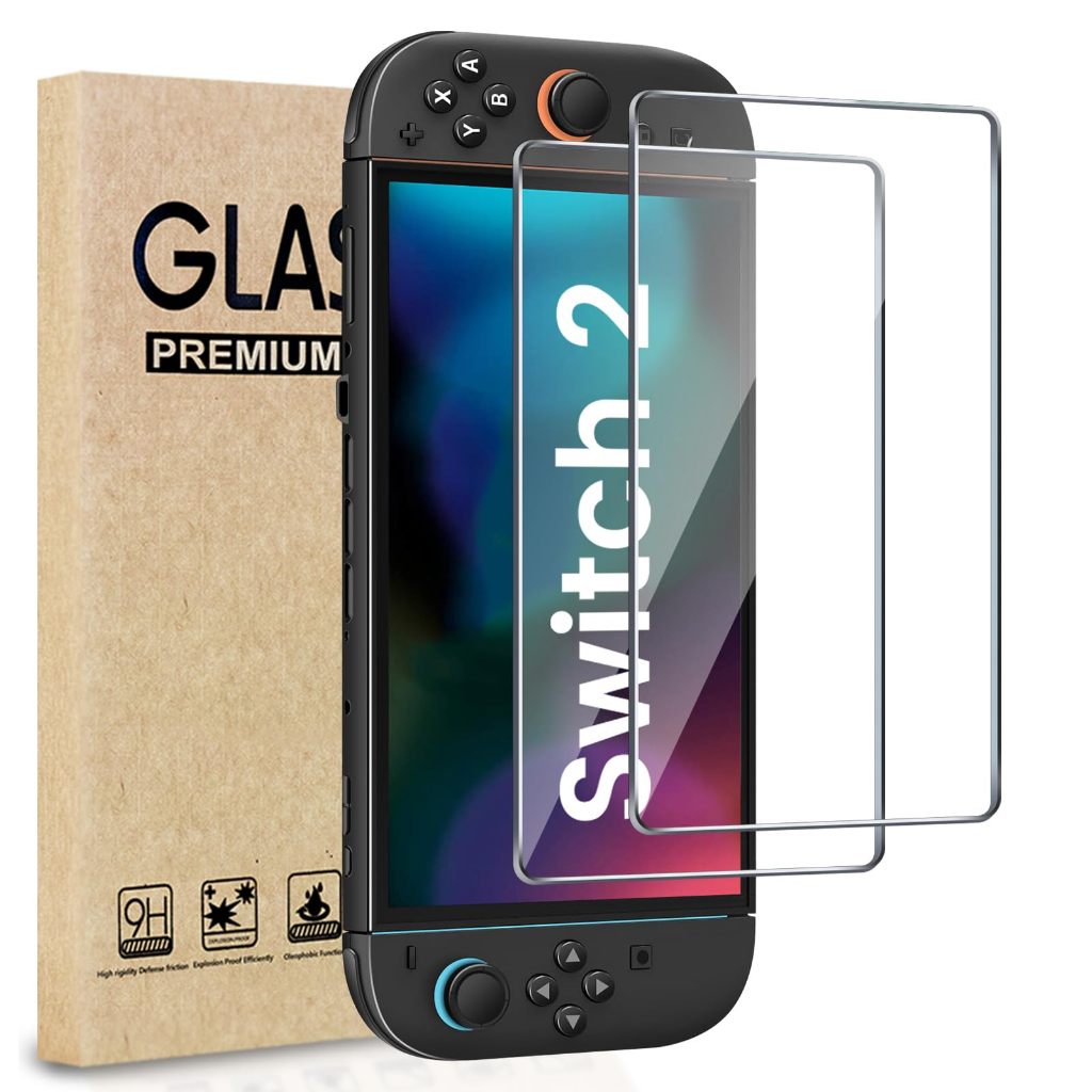 กระจกนิรภัยกันรอยหน้าจอสําหรับ Nintendo Switch 2 7.9 นิ้ว, ความแข็ง 9H, HD Clear, Anti-Scratch, Anti-Fingerprint, ติดตั้งฟรีฟอง, 2 แพ็ค