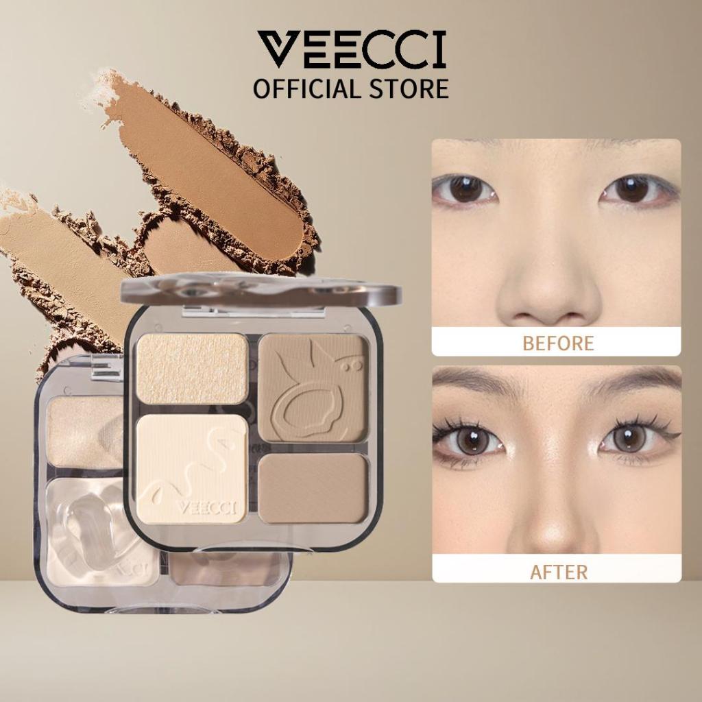 VEECCI คอนทัวร์ ไฮไลท์ จานสี 4 in 1 ชิมเมอร์ เคลือบ ไฮไลท์จมูก บรอนเซอร์ ธรรมชาติ คอนทัว 8g บลัช & ไ