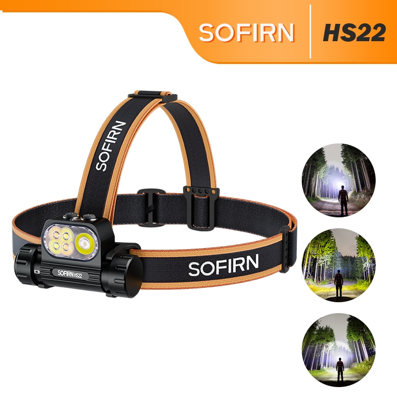 SOFIRN HS22 2500L LED ไฟหน้า - USB-C ชาร์จ, กันน้ํา IPX8, โหมดลำแสงคู่สำหรับกลางแจ้งและฉุกเฉิน