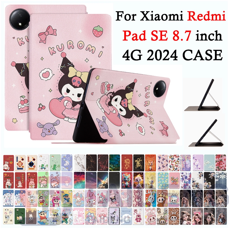 สําหรับ Xiaomi Redmi Pad SE 8.7 นิ้ว 4G 2024 น่ารักการ์ตูนคุณภาพสูงหนัง PU ฝาครอบขาตั้ง Drop ทนแท็บเล็ตปลอก