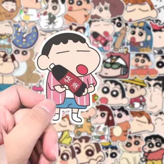 200 น่ารักที่น่าสนใจชินชานอะนิเมะการ์ตูนสติกเกอร์อิโมติคอนสติกเกอร์ตกแต่งที่กําหนดเองพร้อมกล่องเก็บโปร่งใส