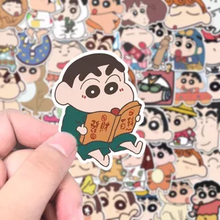 200 น่ารักที่น่าสนใจชินชานอะนิเมะการ์ตูนสติกเกอร์อิโมติคอนสติกเกอร์ตกแต่งที่กําหนดเองพร้อมกล่องเก็บโปร่งใส