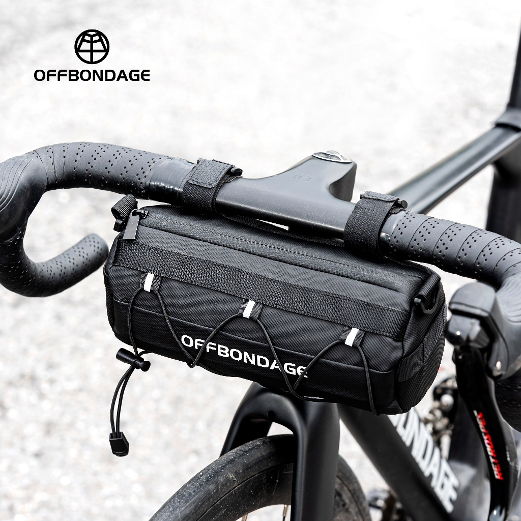 ระบบจัดเก็บจักรยาน OFFBONDAGE 4-in-1 - คานศีรษะกันน้ำ กระเป๋าด้านข้าง หาง ความจุรวม 15 ลิตรสำหรับการปั่นจักรยาน MTB ถนน (สีดำ)