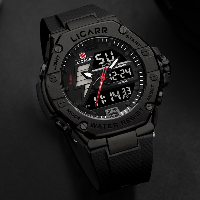 LICARR แฟชั่นชั้นนํานาฬิกาผู้ชายกีฬากันน้ํานาฬิกาปลุกโครโนกราฟ 9531