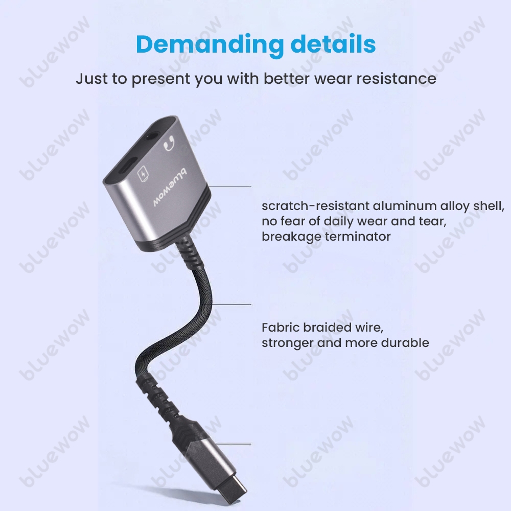 BlueWow 60W Fast Charging อะแดปเตอร์ USB-C ถึง 3.5 มม. – Type-C Audio & Charger Splitter สําหรับหูฟัง, Samsung, Pixel, OnePlus - รูปที่ 4