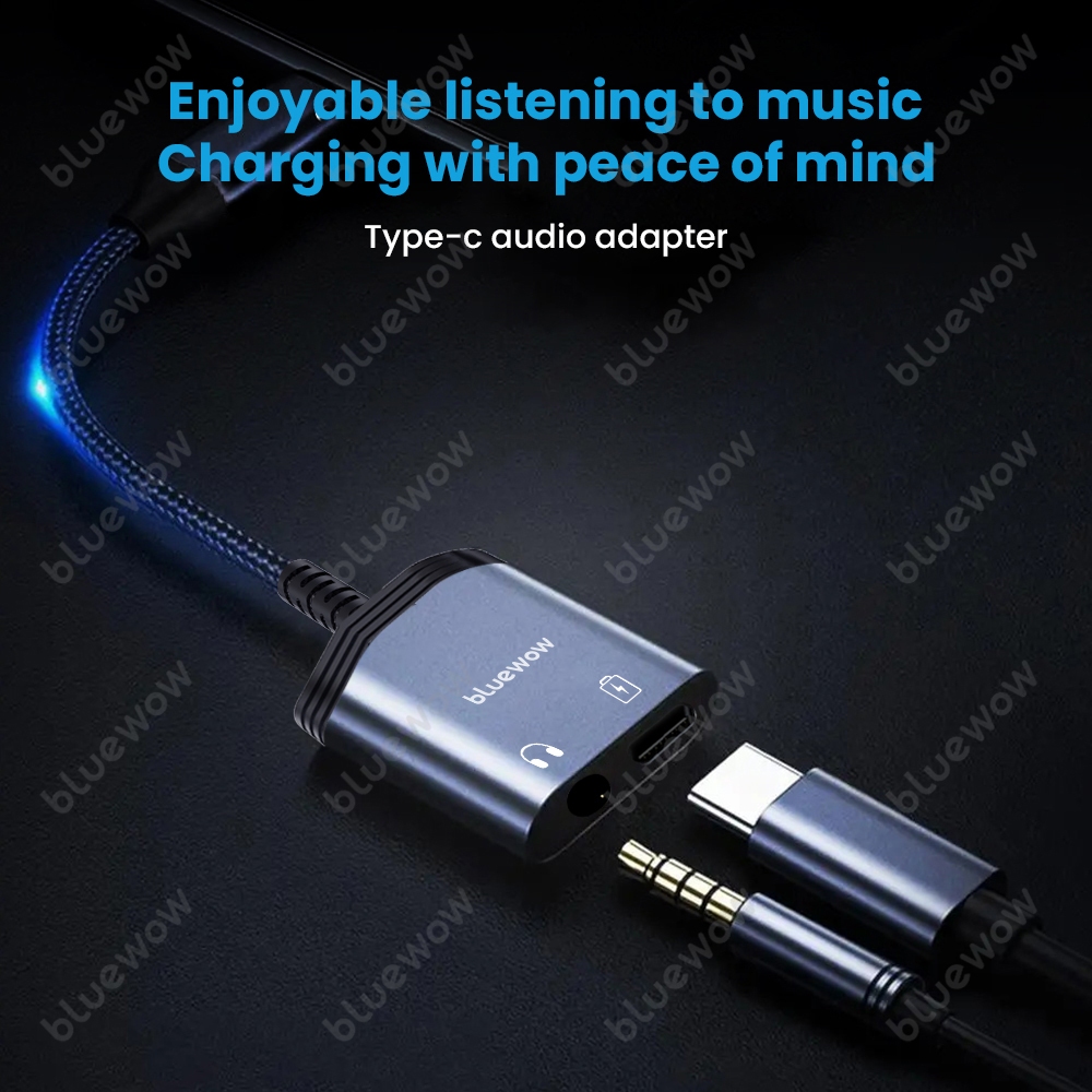 BlueWow 60W Fast Charging อะแดปเตอร์ USB-C ถึง 3.5 มม. – Type-C Audio & Charger Splitter สําหรับหูฟัง, Samsung, Pixel, OnePlus - รูปที่ 2