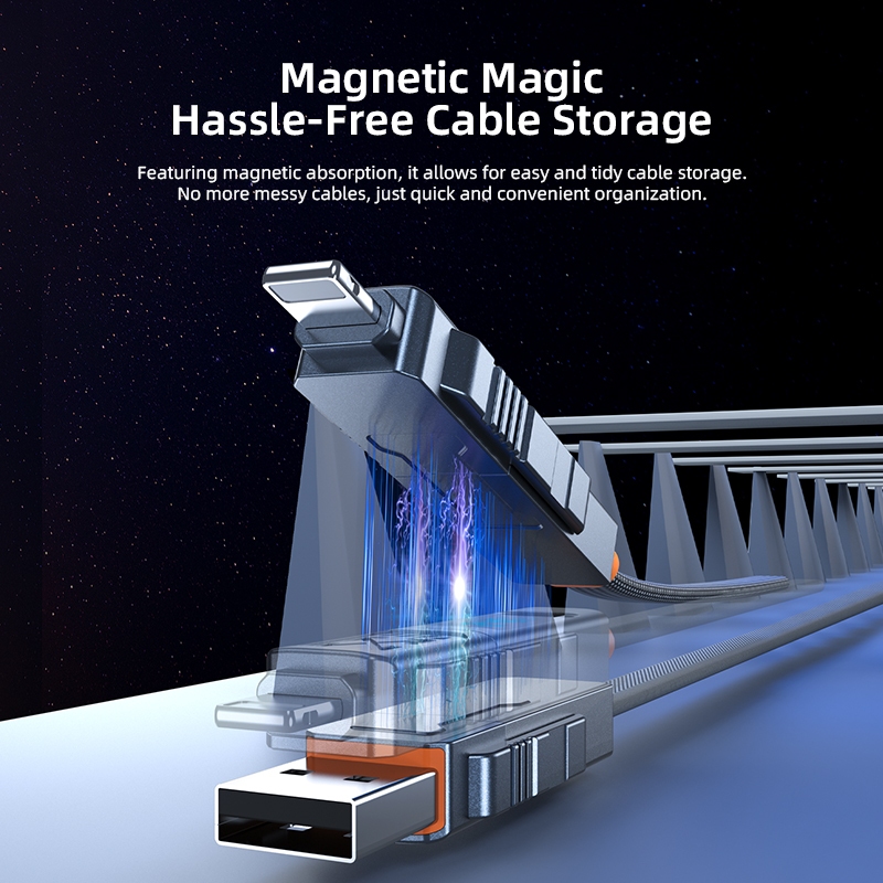 Vyvylabs  240W  4 in 1 PD  สายดิจิตอลจอแสดงผล Fast Charging สําหรับ USB to 2C+Li แสดงผล LED รับประกัน 1 ปี - รูปที่ 3